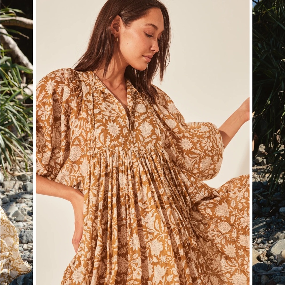 Daughters of India Kyra Midi Dress ~ Golden Palm